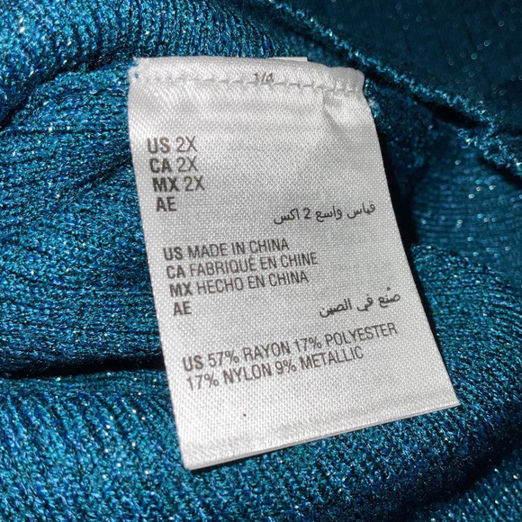 INC International Concept Women's Shine Sweater Teal 2X NWT - Picture 4 of 7